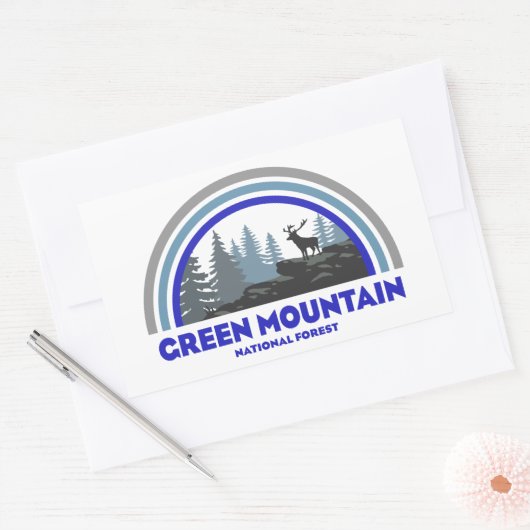 Grüner Wald Regenbogen Hirsch Rechteckiger Aufkleber (Umschlag)