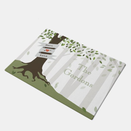 Grüner Waldpersonalisierte Fußmatte (Schrägansicht)