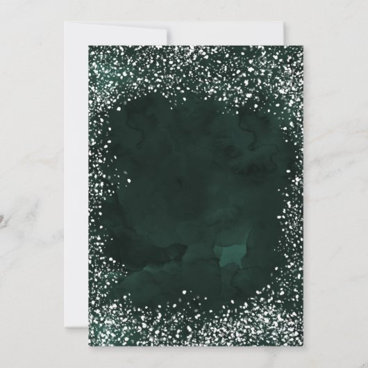 Grüner Waldschnee Aquarell Firmenfeiertag Einladung (Rückseite)