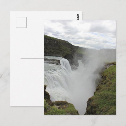Grüner Wasserfall Postkarte (Vorne/Hinten)