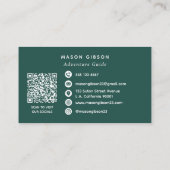 Grüner Wasserfarben-Berg-Abenteuerführer-Qr-Code Visitenkarte (Rückseite)