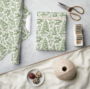Grüner Weihnachts-Santa-Toile Geschenkpapier