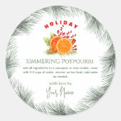 Grüner Weihnachts-Simmering-Potpourri für den Herd Runder Aufkleber (Vorderseite)