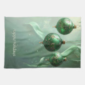 Grüner Weihnachtsball Feiertag Geschirrtuch (Horizontal)