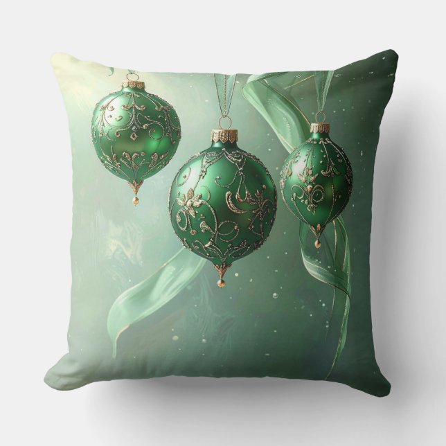 Grüner Weihnachtsball Feiertag Kissen (Vorderseite)