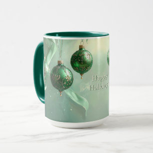 Grüner Weihnachtsball-Feiertagsbecher Tasse