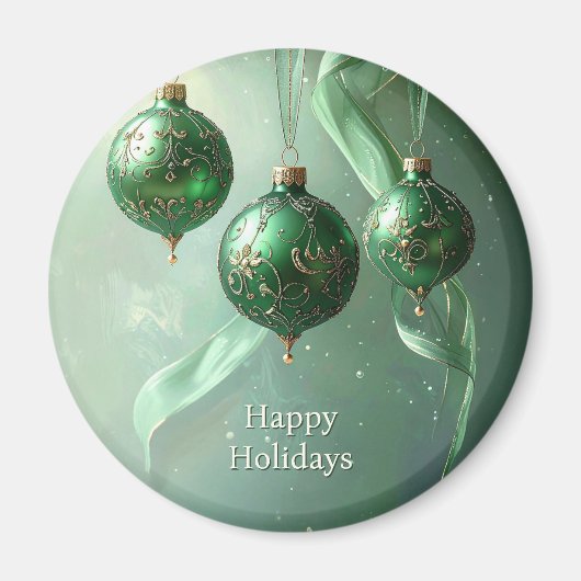 Grüner Weihnachtsball-Feiertagsmagnet Magnet (Vorne)