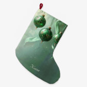 Grüner Weihnachtsball-Feiertagsstrumpf Großer Weihnachtsstrumpf (Vorderansicht (hängend))