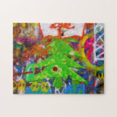 Grüner Weihnachtsbaum auf einer Graffiti-Mauer - Puzzle (Horizontal)