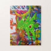 Grüner Weihnachtsbaum auf einer Graffiti-Mauer - Puzzle (Vertikal)
