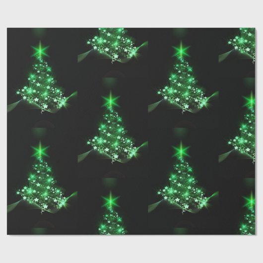 Grüner Weihnachtsbaum auf Schwarzem Geschenkpapier (Flach)
