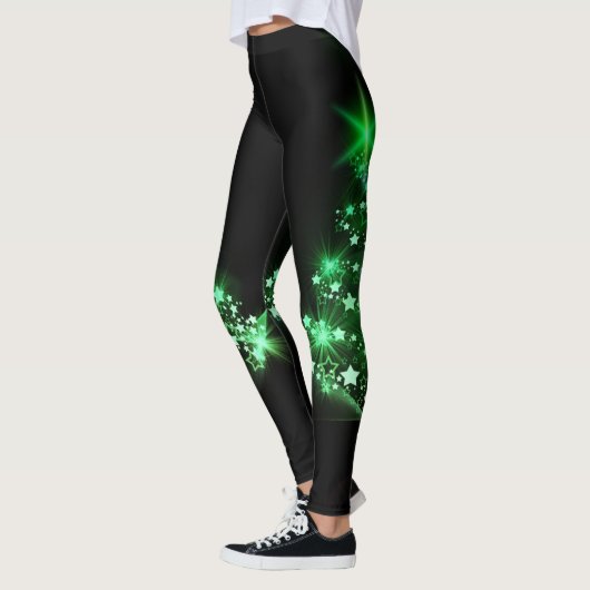 Grüner Weihnachtsbaum auf Schwarzem Leggings (Links)