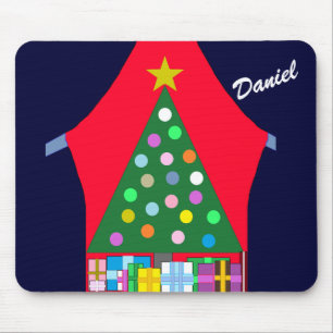 Grüner Weihnachtsbaum & Blue Drapes: Mousepad