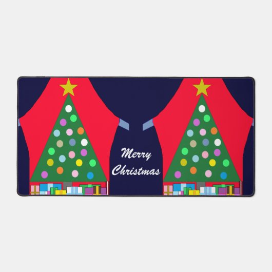 Grüner Weihnachtsbaum & Blue Drapes: Schreibtischunterlage (Vorderseite)
