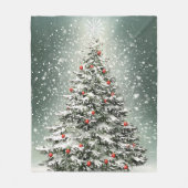 Grüner Weihnachtsbaum Bunte Ornamente Weißer Schne Fleecedecke (Vorderseite)