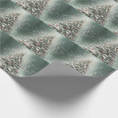 Grüner Weihnachtsbaum Bunte Ornamente Weißer Schne Geschenkpapier (Ecke)