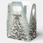 Grüner Weihnachtsbaum Bunte Ornamente Weißer Schne Geschenkschachtel (Geöffnet)