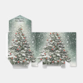 Grüner Weihnachtsbaum Bunte Ornamente Weißer Schne Geschenkschachtel (Ungefaltet)