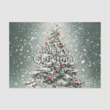 Grüner Weihnachtsbaum Bunte Ornamente Weißer Schne