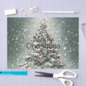 Grüner Weihnachtsbaum Bunte Ornamente Weißer Schne Seidenpapier (Handwerk)