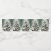 Grüner Weihnachtsbaum Bunte Ornamente Weißer Schne Wasserflaschenetikett (Einzelnes Label)