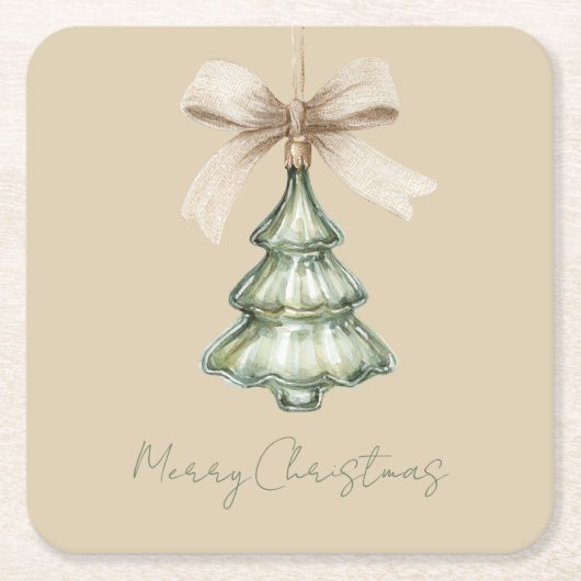 Grüner Weihnachtsbaum-Creme-Bogen Rechteckiger Pappuntersetzer (Vorderseite)