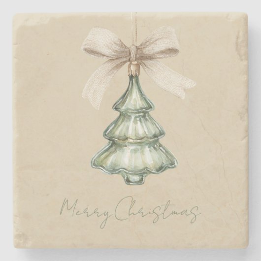 Grüner Weihnachtsbaum-Creme-Bogen Steinuntersetzer (Vorderseite)