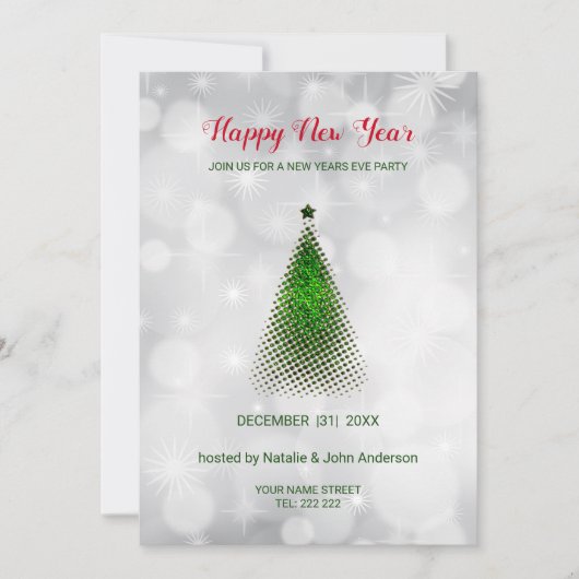 Grüner Weihnachtsbaum Einladung (Vorderseite)