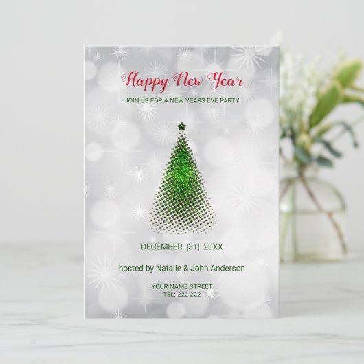 Grüner Weihnachtsbaum Einladung (Stehend Vorderseite)