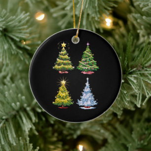 Grüner Weihnachtsbaum Feiertag Winter Keramik Ornament