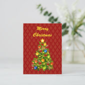 Grüner Weihnachtsbaum Feiertagspostkarte (Stehend Vorderseite)