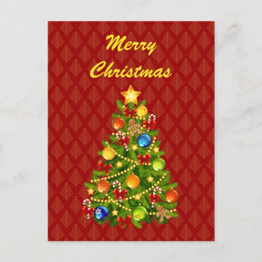 Grüner Weihnachtsbaum Feiertagspostkarte (Vorderseite)