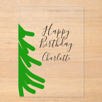 Grüner Weihnachtsbaum Frohen Geburtstag Dezember W Acryleinladungen