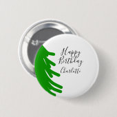 Grüner Weihnachtsbaum Frohen Geburtstag Dezember W Button (Vorne & Hinten)