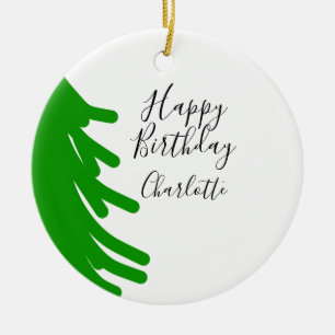 Grüner Weihnachtsbaum Frohen Geburtstag Dezember W Keramik Ornament