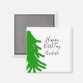Grüner Weihnachtsbaum frohen Geburtstag Dezember W Magnet (Vorderseite/Rückseite)