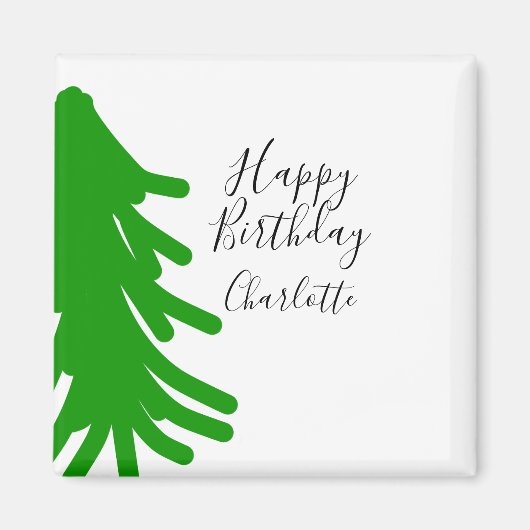 Grüner Weihnachtsbaum frohen Geburtstag Dezember W Magnet (Vorne)