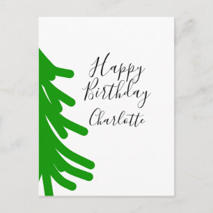 Grüner Weihnachtsbaum frohen Geburtstag Dezember W Postkarte