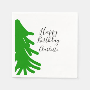 Grüner Weihnachtsbaum frohen Geburtstag Dezember W Serviette