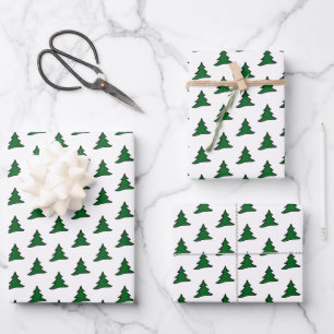 Grüner Weihnachtsbaum Geschenkpapier Set