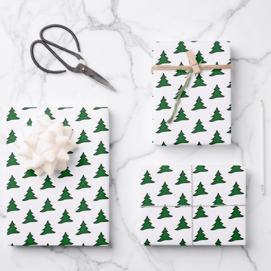 Grüner Weihnachtsbaum Geschenkpapier Set (Vorderseite)
