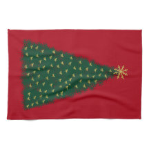 Grüner Weihnachtsbaum, goldene galoppierende Pferd