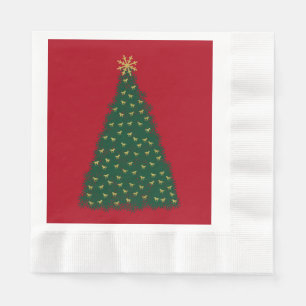 Grüner Weihnachtsbaum, goldene galoppierende Pferd Serviette