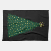 Grüner Weihnachtsbaum, goldene Laufpferde auf schw Handtuch (Horizontal)