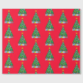 Grüner Weihnachtsbaum in Rot: Geschenkpapier (Flach)