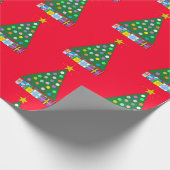 Grüner Weihnachtsbaum in Rot: Geschenkpapier (Ecke)