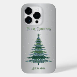 Grüner Weihnachtsbaum Individuelle Name Silberfoli Case-Mate iPhone 14 Pro Hülle