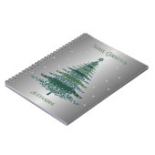 Grüner Weihnachtsbaum Individuelle Name Silberfoli Notizblock (Linke Seite)