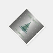 Grüner Weihnachtsbaum Individuelle Name Silberfoli Serviette (Ecke)