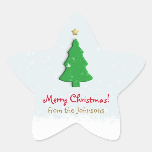 Grüner Weihnachtsbaum Minimalistisch Stern-Aufkleber (Vorderseite)